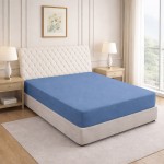 Prześcieradło z gumką 180x200 Niebieskie Jasne / Jeans