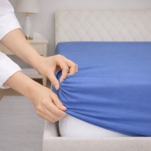 Prześcieradło z gumką 180x200 Niebieskie Jasne / Jeans-3