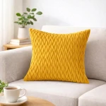 Poszewka Dekoracyjna  Welle 40x40  Musztardowa Pikowana Welurowa