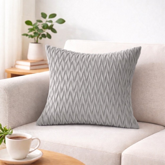 Poszewka Dekoracyjna Welle 40x40 Jasna Szara Pikowana-1