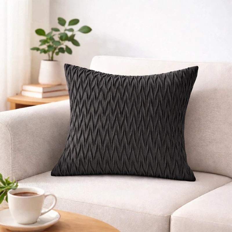 Poszewka Dekoracyjna Welle 40x40 Ciemna Szara Pikowana-1