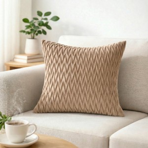 Poszewka Dekoracyjna Welle 40x40 Beżowa Pikowana Welurowa-1