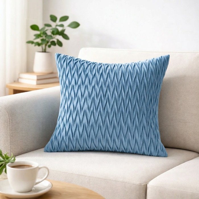 Poszewka Dekoracyjna Welle 40x40 Blekitna Pikowana-1
