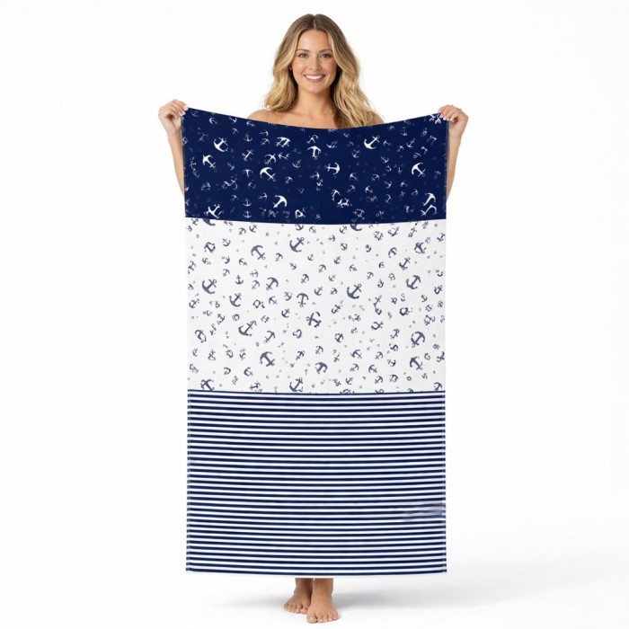 Ręcznik plażowy 70x140 w kotwice szybkoschnący