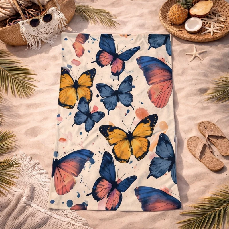 Ręcznik plażowy 70x140 w motyle szybkoschnący-3