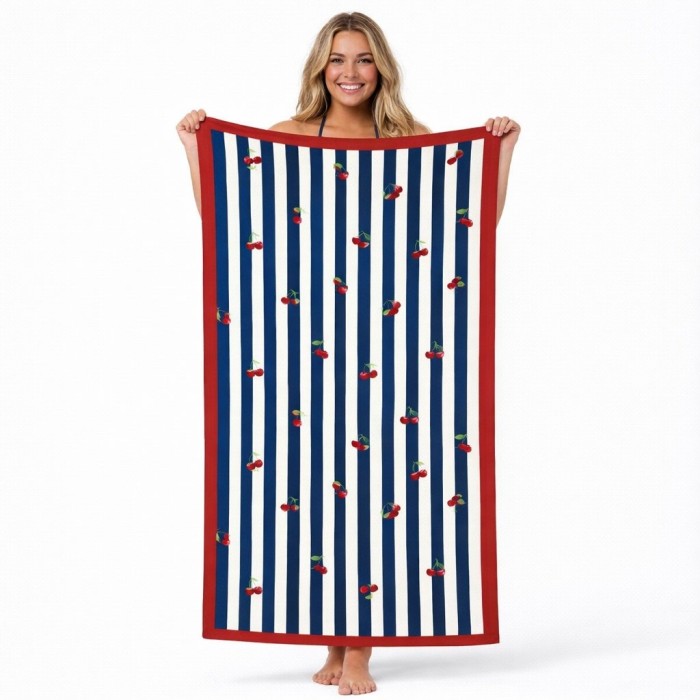 Ręcznik plażowy 70x140 w wisienki szybkoschnący