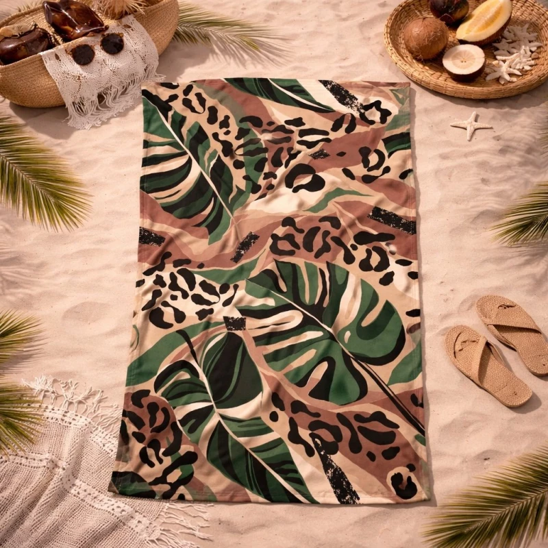 Ręcznik plażowy 70x140 monstera szybkoschnący-3