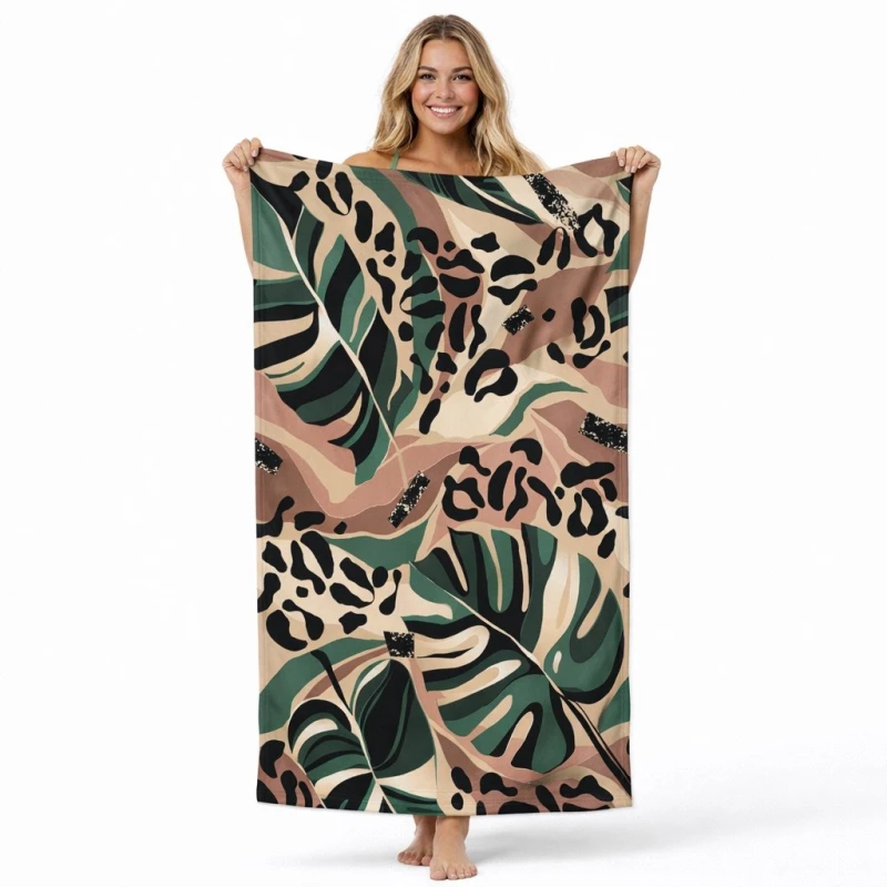 Ręcznik plażowy 70x140 monstera szybkoschnący