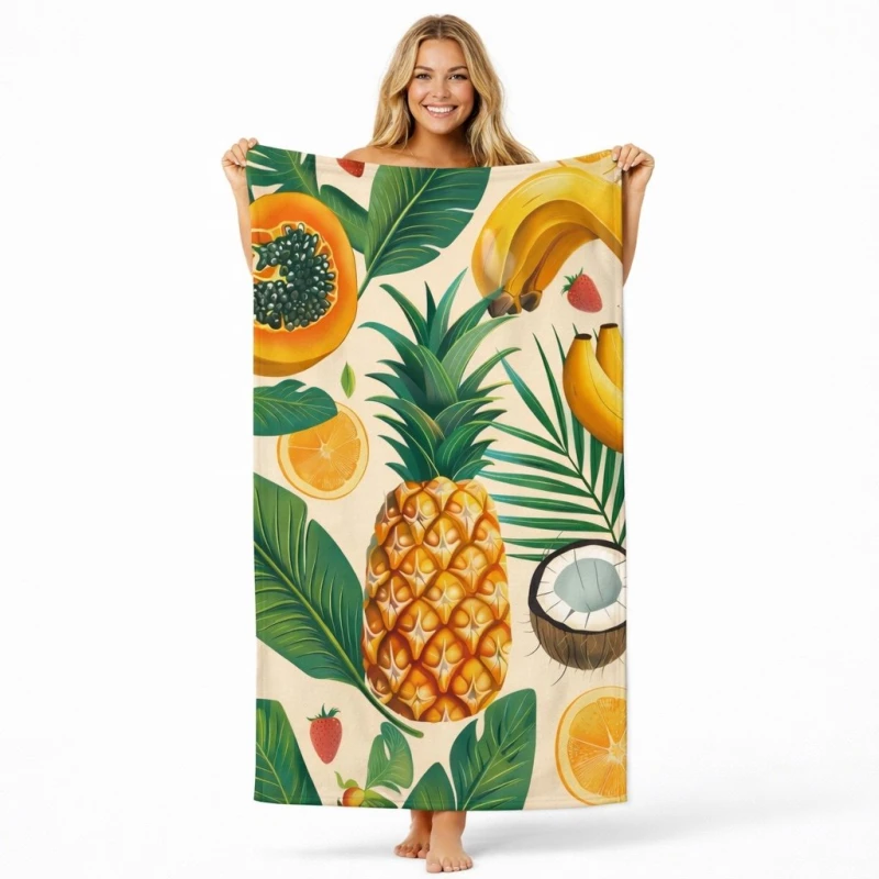 Ręcznik plażowy 70x140 owoce tropikalne szybkoschnący