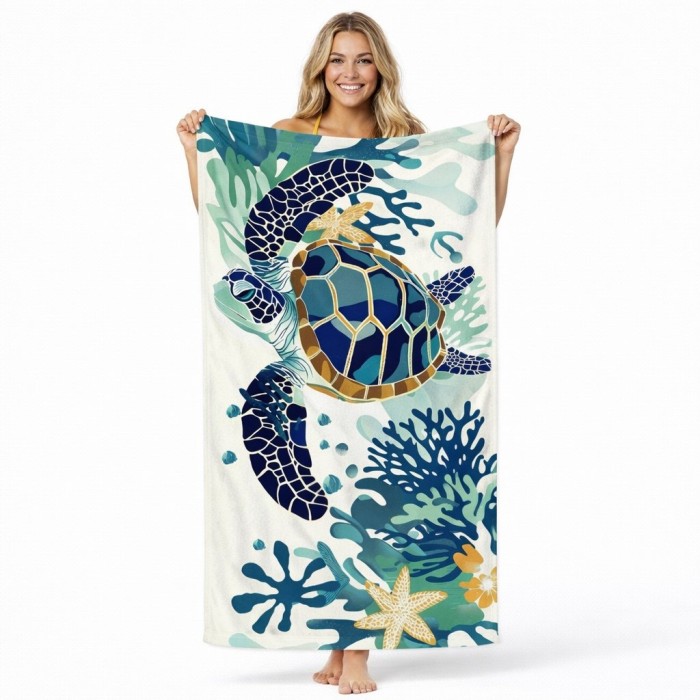 Ręcznik plażowy 70x140 żółw szybkoschnący