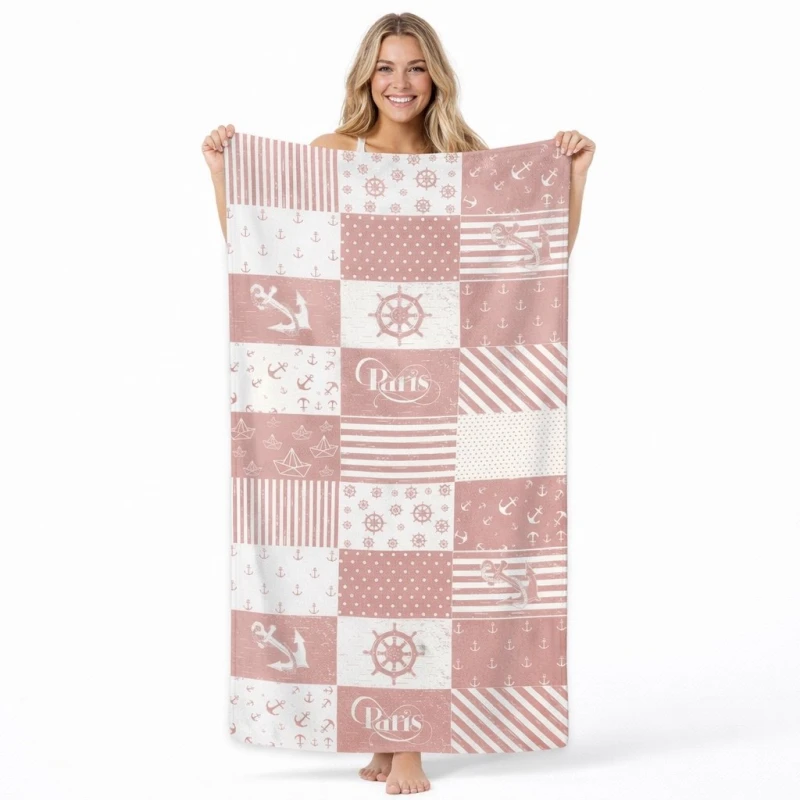Ręcznik plażowy 70x140 paris marynarski szybkoschnący