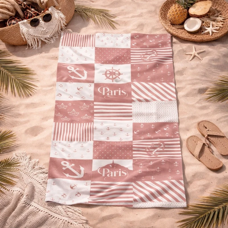 Ręcznik plażowy 70x140 paris marynarski szybkoschnący-3