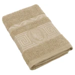 Ręcznik bawełniany 70x140 Aurelia Prestige beżowy 500g/m2 luksusowy, miękki i chłonny WZÓR GRECKI
