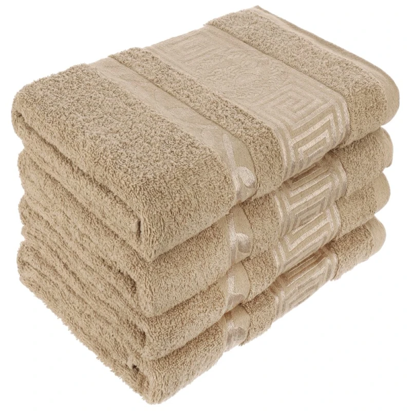Ręcznik 70x140 bawełniany Aurelia Prestige beżowy 500g/m2 luksusowy, miękki i chłonny WZÓR GRECKI