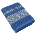 Ręcznik bawełniany 70x140 Aurelia Prestige granatowy 500g/m2 luksusowy, miękki i chłonny WZÓR GRECKI