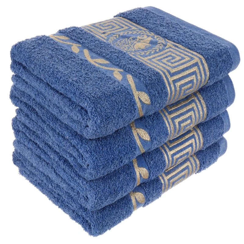 Ręcznik 70x140 bawełniany Aurelia Prestige granatowy 500g/m2 luksusowy, miękki i chłonny WZÓR GRECKI