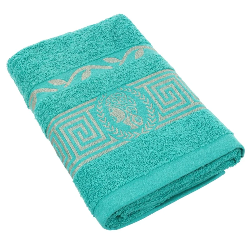 Ręcznik bawełniany 70x140 Aurelia Prestige miętowy 500g/m2 luksusowy, miękki i chłonny WZÓR GRECKI
