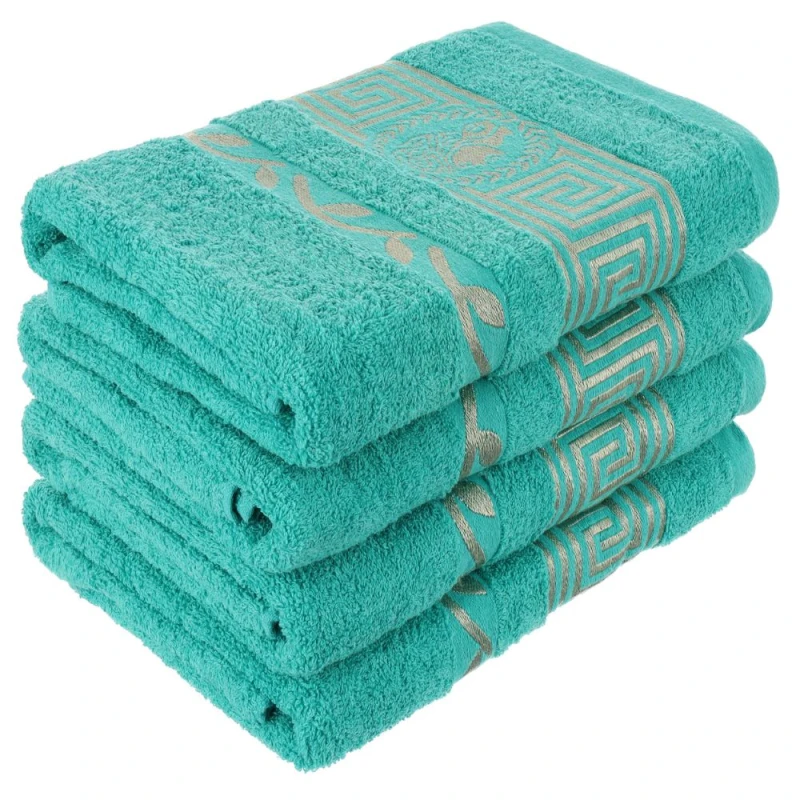 Ręcznik 70x140 bawełniany Aurelia Prestige miętowy 500g/m2 luksusowy, miękki i chłonny WZÓR GRECKI
