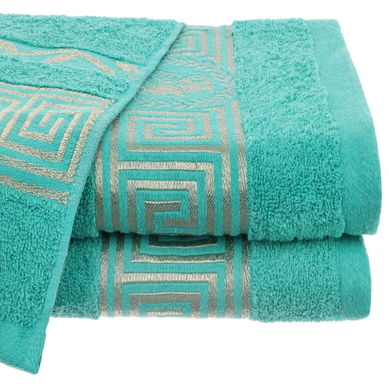 Chłonny ręcznik bawełniany 70x140 Aurelia Prestige miętowy 500g/m2 luksusowy, miękki WZÓR GRECKI