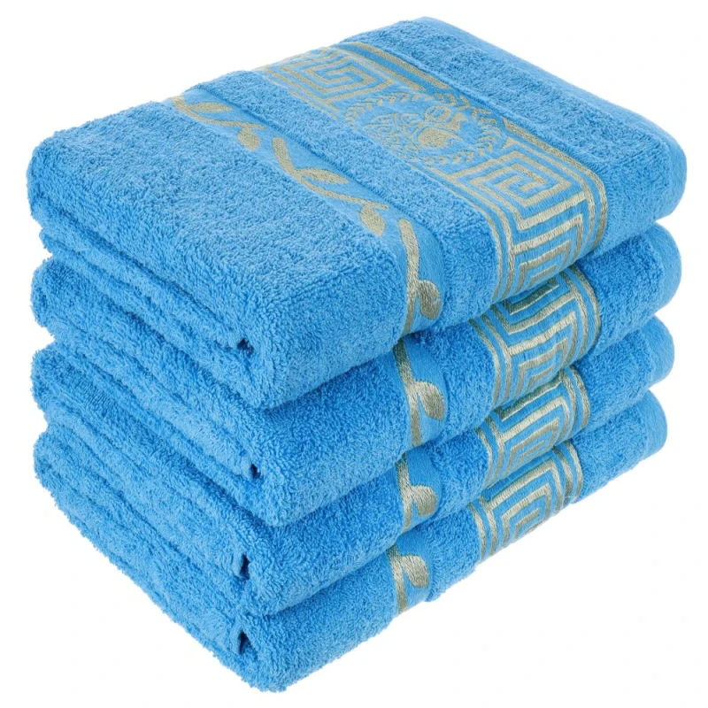 Ręcznik 70x140 bawełniany Aurelia Prestige niebieski 500g/m2 luksusowy, miękki i chłonny WZÓR GRECKI