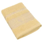 Ręcznik bawełniany 70x140 Aurelia Prestige żółty 500g/m2 luksusowy, miękki i chłonny WZÓR GRECKI