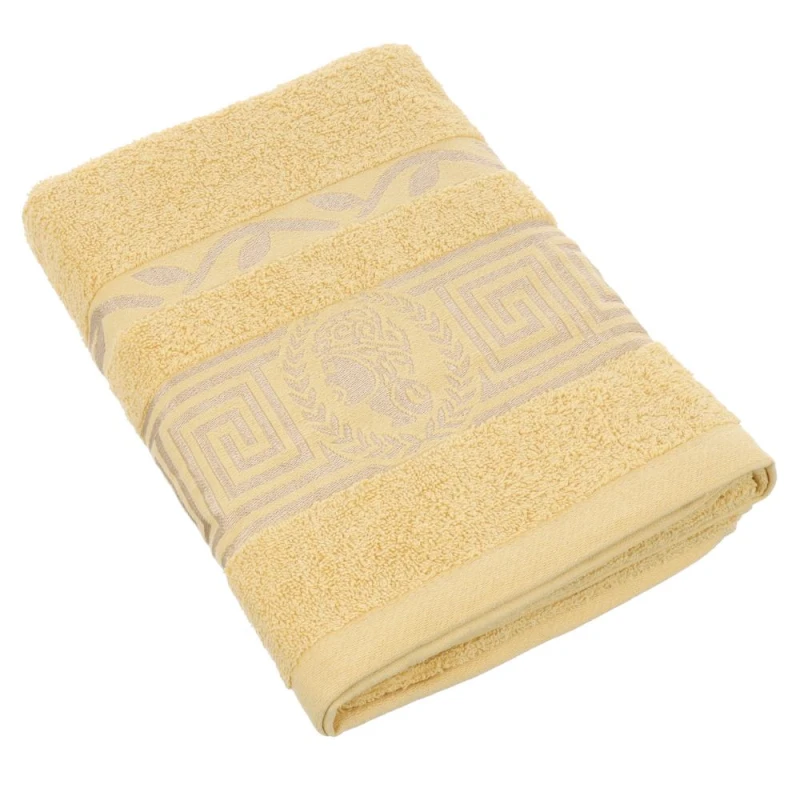 Ręcznik bawełniany 70x140 Aurelia Prestige żółty 500g/m2 luksusowy, miękki i chłonny WZÓR GRECKI
