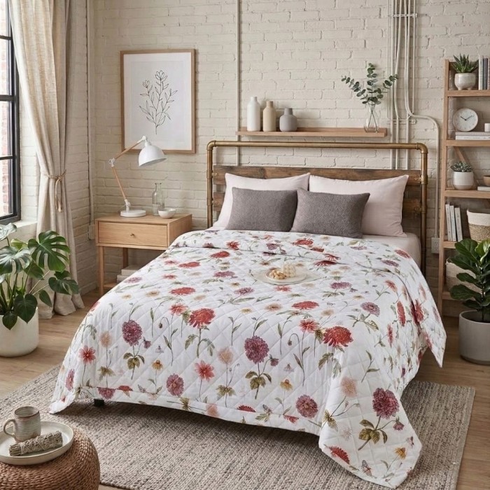 Kołdra Letnia 200x220 Drukowana Cienka Lekka Piknik Antyalergiczna Kwiatowa Łąka