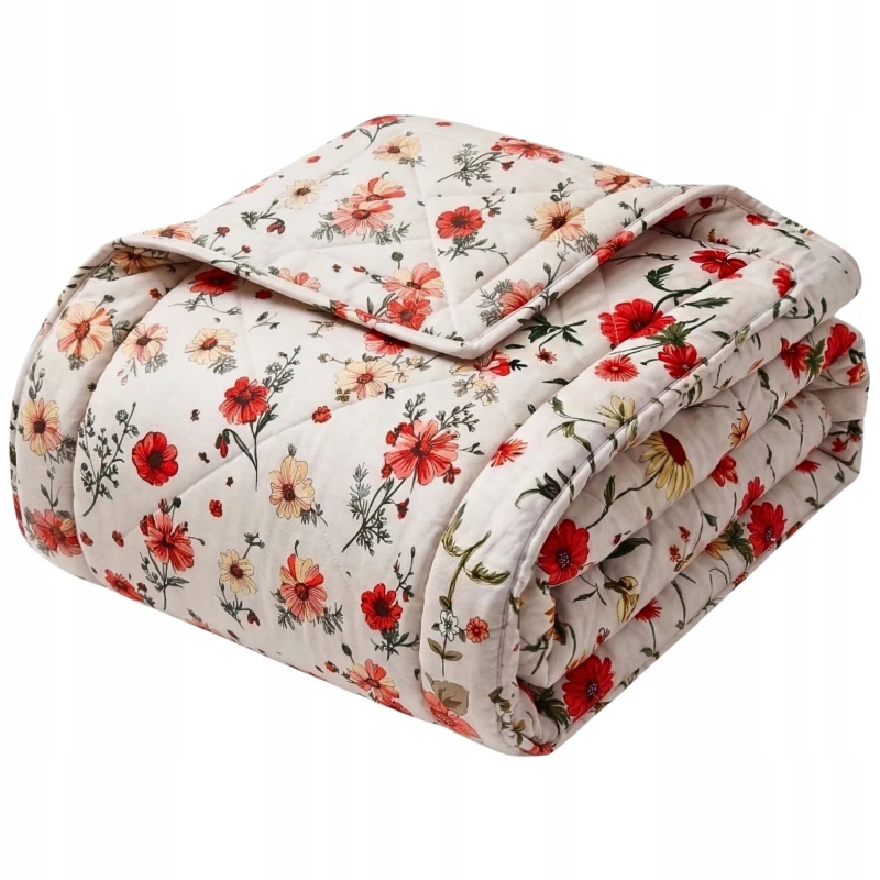 Kołdra Letnia 200x220 z Nadrukiem Cienka Lekka Antyalergiczna Pastelowe Kwiaty