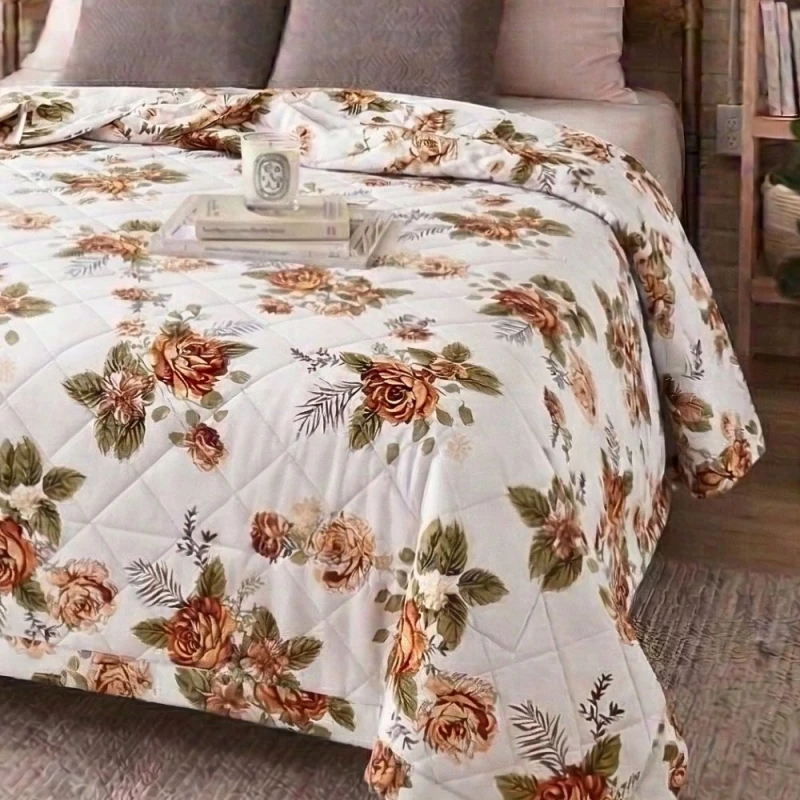 Kołdra Letnia 200x220 Antyalergiczna z Nadrukiem Cienka Lekka Kwiatowa Elegancja