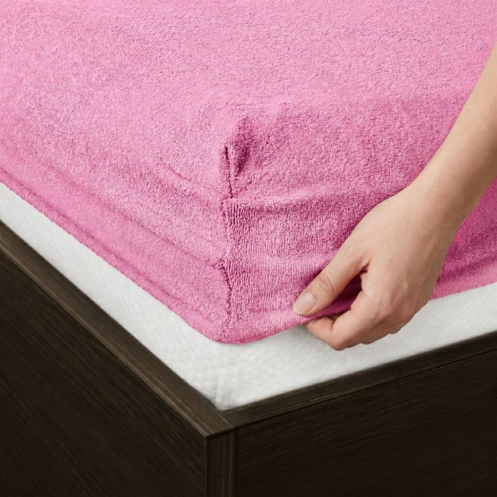 Prześcieradło frotte z gumką 160x200 różowe M20-2