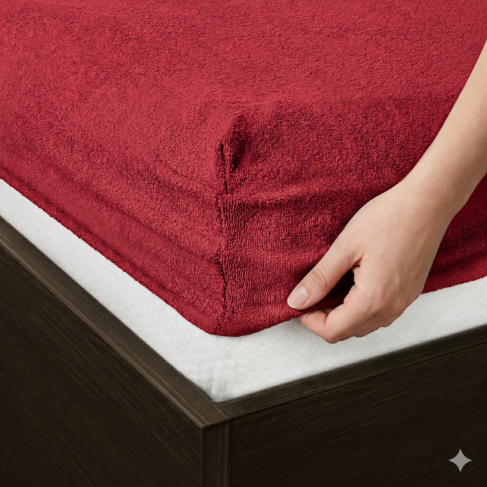 Prześcieradło frotte z gumką 180x200 czerwone M24-2