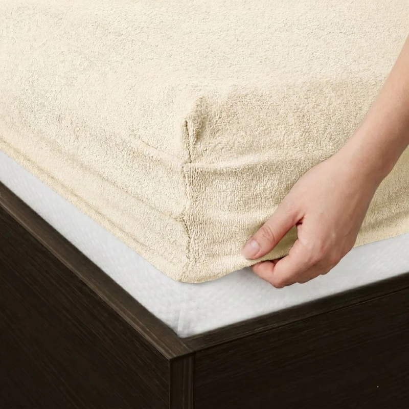 Prześcieradło frotte z gumką 200x220 ecru 02-2