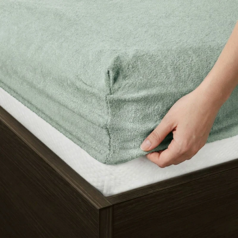 Prześcieradło frotte z gumką 200x220 oliwkowe M13-2