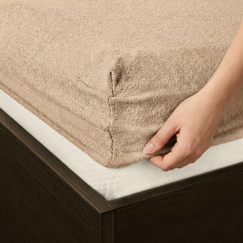 Prześcieradło frotte z gumką 200x220 beżowe M76-2