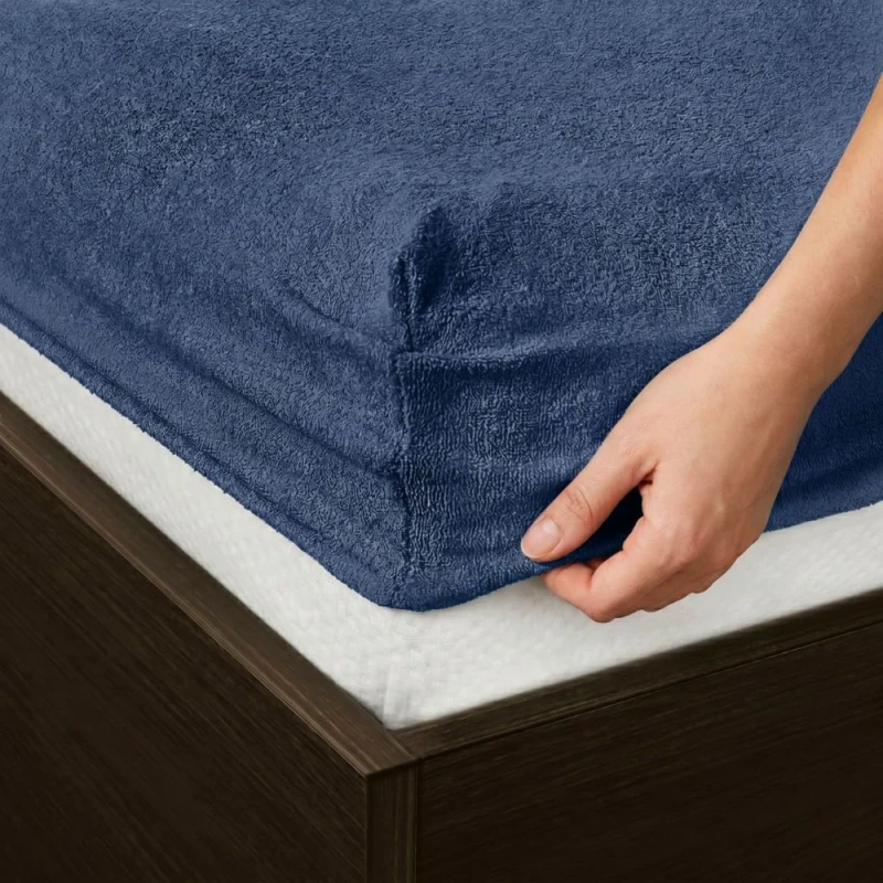 Prześcieradło frotte z gumką 200x220 granatowe M34-2