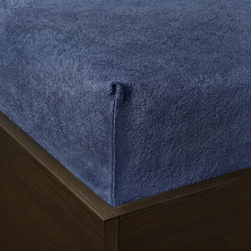 Prześcieradło frotte z gumką 200x220 granatowe M34-4