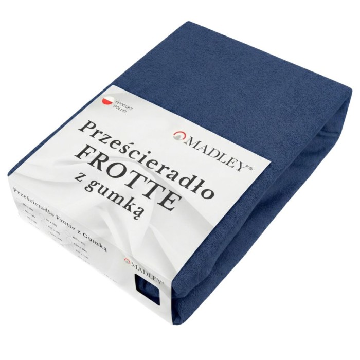 Prześcieradło frotte z gumką 200x220 granatowe M34