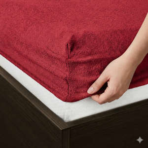 Prześcieradło frotte z gumką 200x220 czerwone M24-2