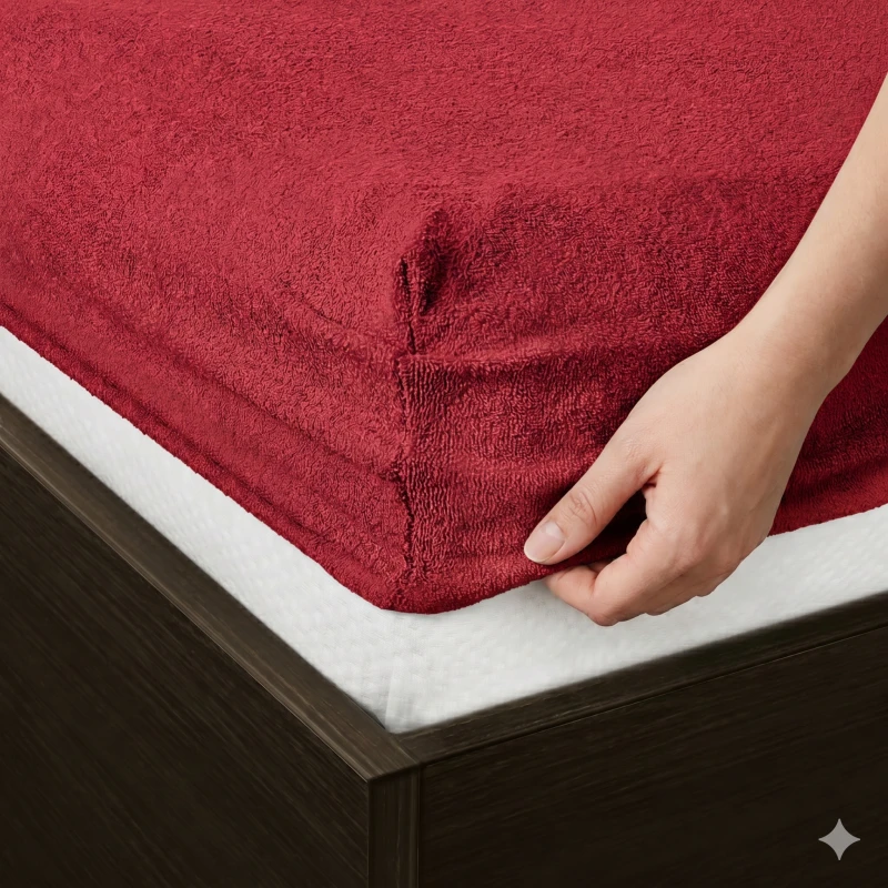 Prześcieradło frotte z gumką 200x220 czerwone M24-2