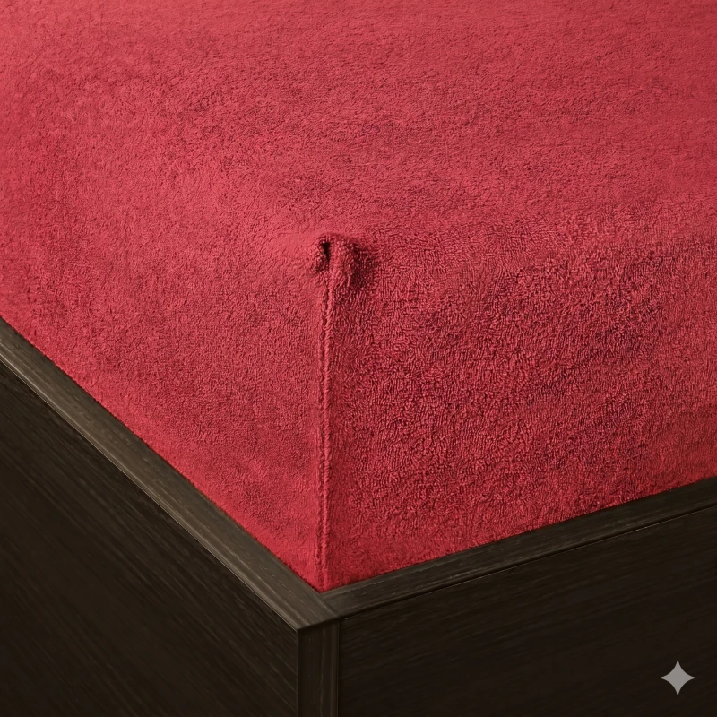 Prześcieradło frotte z gumką 200x220 czerwone M24-4