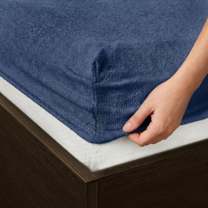 Prześcieradło frotte z gumką 120x200 granatowe M34-2