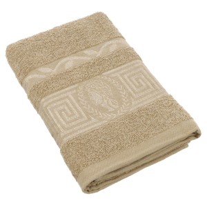 Ręcznik bawełniany 50x100 Aurelia Prestige beżowy 500g/m2 luksusowy, miękki i chłonny WZÓR GRECKI