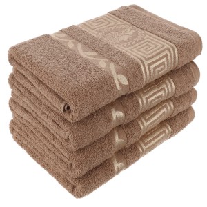 Ręcznik 50x100 bawełniany Aurelia Prestige brązowy 500g/m2 luksusowy, miękki i chłonny WZÓR GRECKI