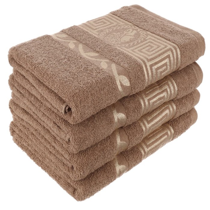 Ręcznik 50x100 bawełniany Aurelia Prestige brązowy 500g/m2 luksusowy, miękki i chłonny WZÓR GRECKI