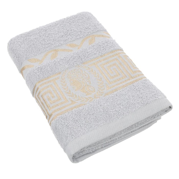 Ręcznik bawełniany 50x100 Aurelia Prestige szary 500g/m2 luksusowy, miękki i chłonny WZÓR GRECKI