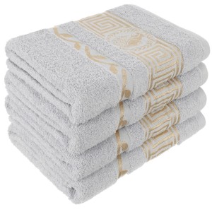 Ręcznik 50x100 bawełniany Aurelia Prestige szary 500g/m2 luksusowy, miękki i chłonny WZÓR GRECKI