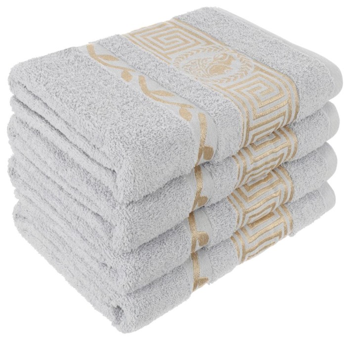 Ręcznik 50x100 bawełniany Aurelia Prestige szary 500g/m2 luksusowy, miękki i chłonny WZÓR GRECKI
