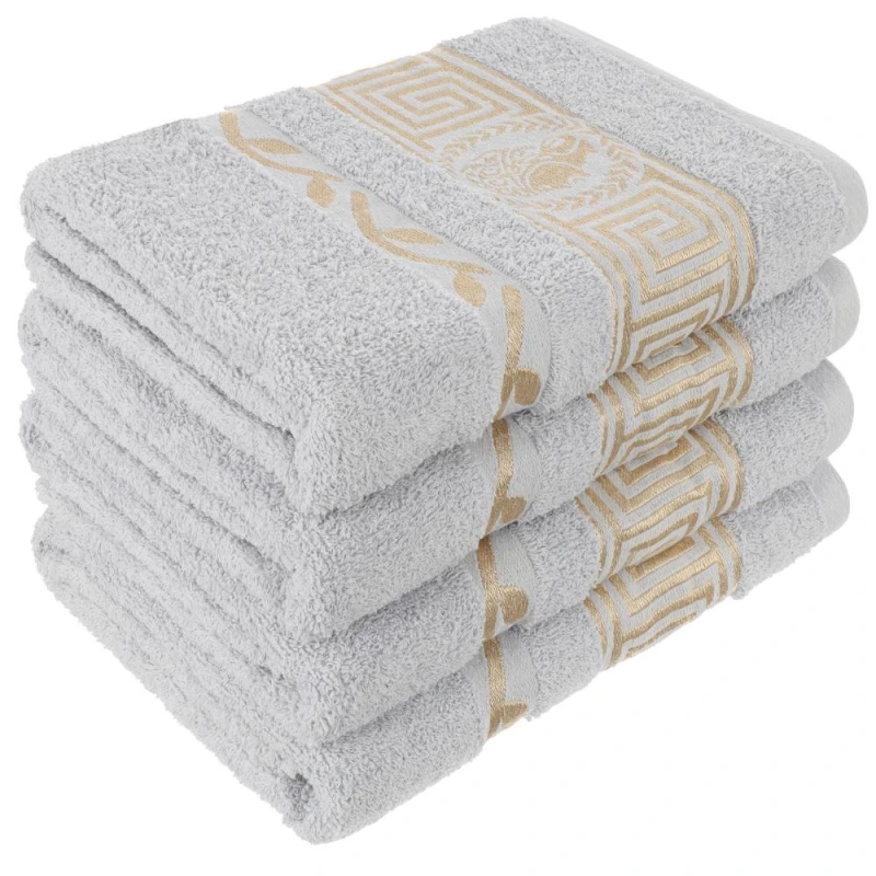 Ręcznik 50x100 bawełniany Aurelia Prestige szary 500g/m2 luksusowy, miękki i chłonny WZÓR GRECKI