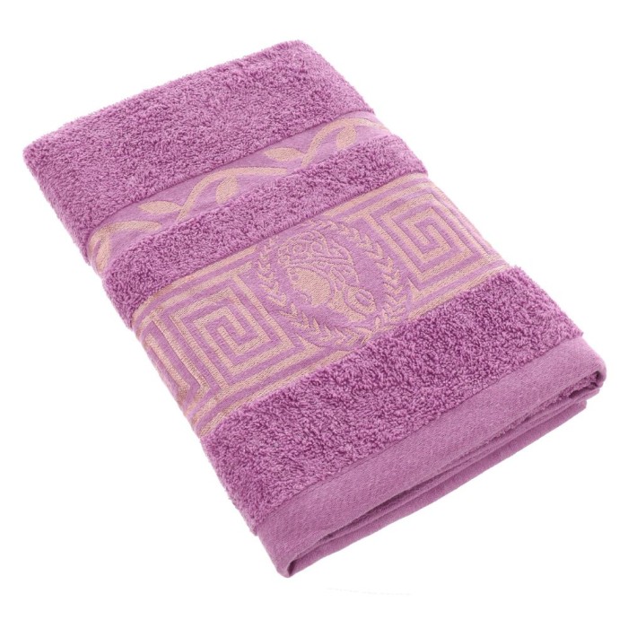 Ręcznik bawełniany 50x100 Aurelia Prestige lila 500g/m2 luksusowy, miękki i chłonny WZÓR GRECKI