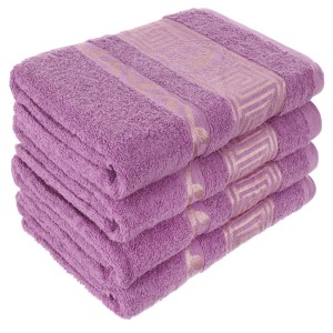 Ręcznik 50x100 bawełniany Aurelia Prestige lila 500g/m2 luksusowy, miękki i chłonny WZÓR GRECKI